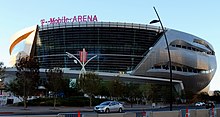 Exterior of the T-Mobile Arena in Las Vegas. T-Mobile Arena (31534778122).jpg