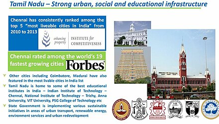 Tamil Nadu strong Social and educational Infrastructure.