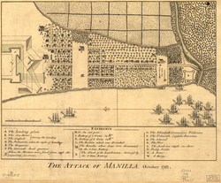 "The Attack of Manilla, October 1762", depicting the British capture of Manila