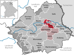 Läget för Thierstein i Landkreis Wunsiedel im Fichtelgebirge