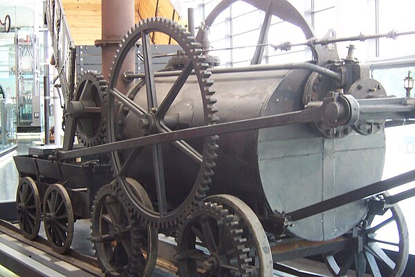 A replica of Trevithick's engine at the National Waterfront Museum in Swansea, Wales