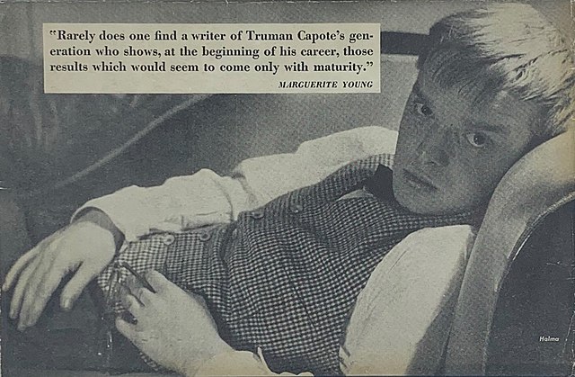 Halma's photograph of Capote on the back cover of Other Voices, Other Rooms