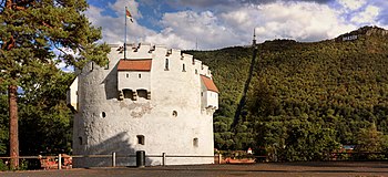 The White tower in Brașov with the Tâmpa mountain in the background