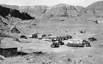 A typical USGS field mapping camp in the 1950s USGS 1950s mapping field camp.jpg