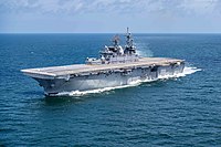 USS Tripoli (LHA-7) underway in the Gulf of Mexico on 15 July 2019 (190715-O-N0101-115).JPG