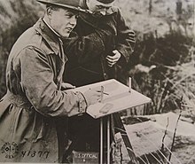 U.S. Army Corps of Engineers topographic engineer making a map during World War I. US Army Corps of Engineers Map Making, World War I.jpg