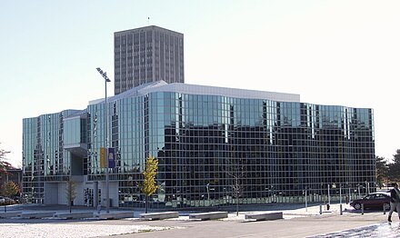 University Hall, UAlbany's administration building, which opened in 2006.