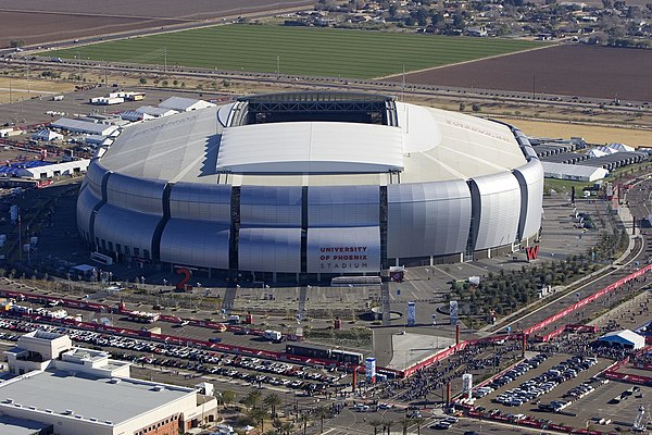 State Farm Stadium, formerly University of Phoenix Stadium, a sports stadium in Glendale, Arizona that the corporation paid for naming rights from 200