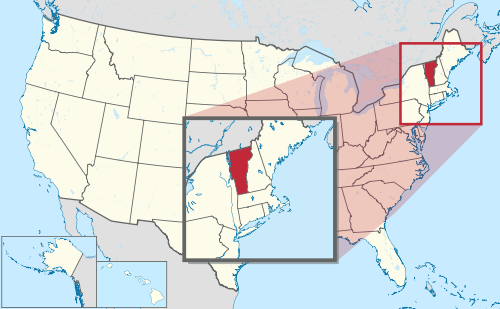 Location of Vermont in the U.S. map