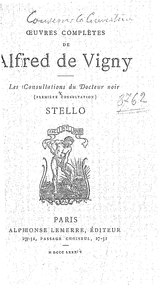 Vigny - Œuvres complètes, Stello, Lemerre, 1884.djvu