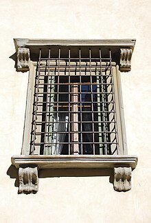 Barred window of Villa Capponi, in Florence Villa Capponi - South Facade - Barred Window.jpg