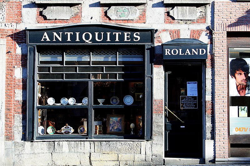 File:Vitrine d'un magasin d'antiquités, 102 rue de Nimy à Mons -130202- fr.jpg