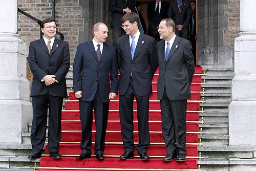 Prime Minister Jan Peter Balkenende with President of Russia Vladimir Putin, President of the European Commission José Manuel Barroso and High Represe