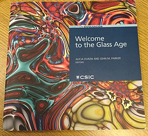 Photo of the cover of the book "Welcome to the Glass Age" published for the United Nations International Year of Glass 2022. 13 chapters, 228 pages, paperback. Available in both English and Spanish.