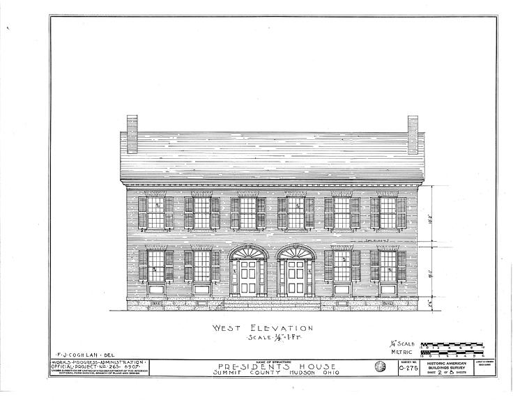 File:Western Reserve Academy, President's House, Hudson and College Streets, Hudson, Summit County, OH HABS OHIO,77-HUD,2E- (sheet 2 of 8).tif