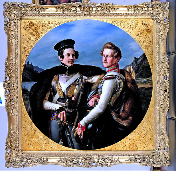 File:Wilhelm von Schadow - Double Portrait of Princes Friedrich Wilhelm of Prussia and Wilhelm zu Solms-Braunfels in a Cuirassi... - Google Art Project.jpg