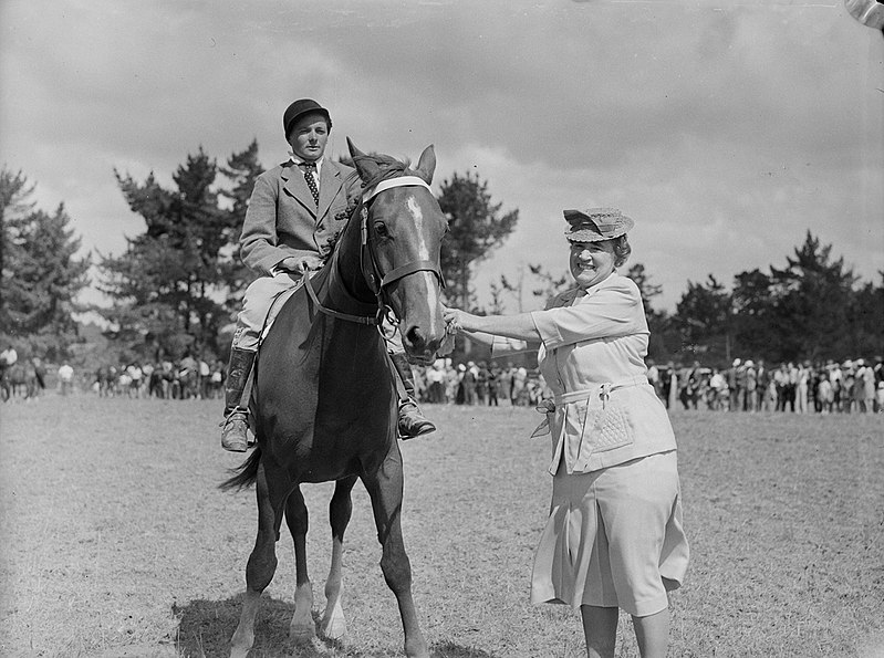 File:Woman on horseback with another woman holding the horse's reins (AM 84456-1).jpg