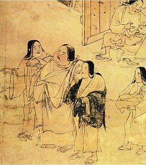 The disease scroll (Yamai no soshi, late 12th century) depicts a woman moneylender with obesity, considered a disease of the rich. Yamai no Soshi - Obesity.JPG