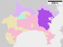 神奈川県における横浜市の位置（紫色）