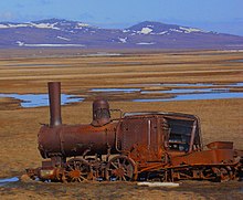 Former New York City transit locomotive, abandoned in Alaska " Last Train to No-where ".JPG