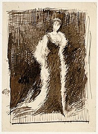Հարմարեցում սևին № 5։ Լեդի Մյոյի դիմանկար, շագանակագույն թանաքով Ջեյմս Ուիսթլերի նկարը, մոտ 1881