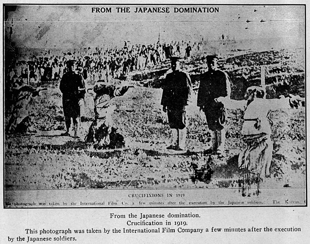 Korean Christians were crucified in the aftermath of the March 1st Movement (1919)