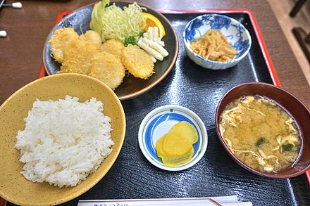 Fried scallops teishoku