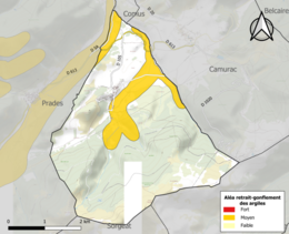 Zonage de l'aléa retrait-gonflement des argiles sur la commune de Montaillou.