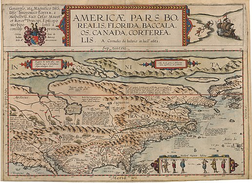 Americae Pars Borealis Florida, Baccalaos, Canada, Corterealis (1593)