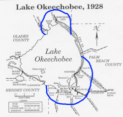 Inondations causées par l'ouragan Okeechobee au lac Okeechobee