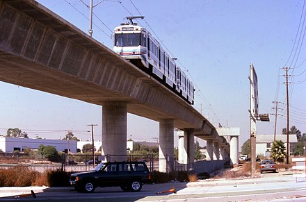 The Blue Line overpass of Santa Fe Avenue in Compton, October 1995