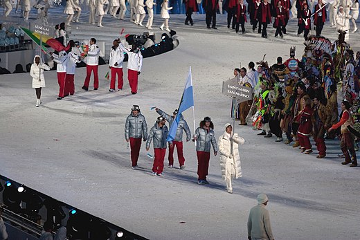 Ploeg van San Marino tijdens de opening van de Olympische Winterspelen 2010