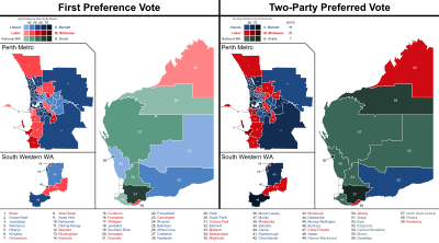 Выборы в Западной Австралии 2013 г. - Vote Strength.svg 