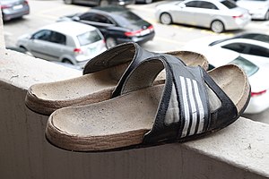 Slipper: Light footwear made for indoor wear, generally without means of fastening