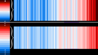 20190709 Compare warming stripes - 0.10 vs 0.15 C per color.png