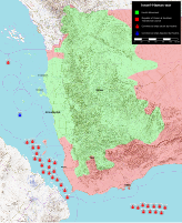 Houthi attacks on commercial ships in the Bab-el-Mandeb strait. 2023 Israel-Hamas war - Bab-el-Mandeb.svg