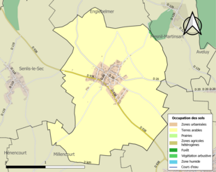 Barevná mapa znázorňující využití půdy.