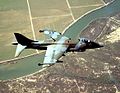 A USMC AV-8A Harrier flying in 1974