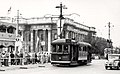 Adelaide Type C tram 180 in King William St at North Tce -- Royal Visit 23 Mar 1954.jpg