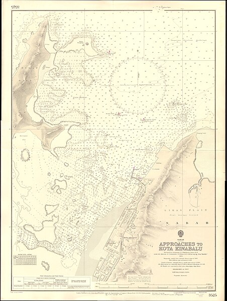 File:Admiralty Chart No 3525 Approaches to Kota Kinabalu, Published 1905, Large Corrections, 1969.jpg