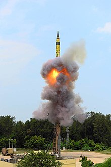 Agni-V ICBM Agni-V flight test on 3 July 2018 (3).jpg