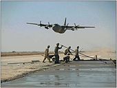 864th EN BN Soldiers repair landing strip in Sunni Triangle, Iraq circa 2003. Airfield First OIF Deployment.jpg