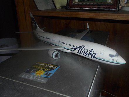 Scale down model of Alaska Airlines