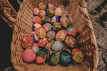 Colorful painted egg shells, filled with confetti, handmade by village children and used to celebrate the most important traditions of Ajijic, Jalisco.