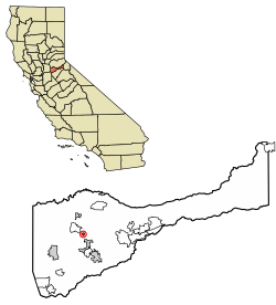 Location of Amador City in Amador County, California.