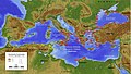 المدن اليونانية والمستعمرات حوالي 550 قبل الميلاد (مكتوبة باللغة الألمانية).