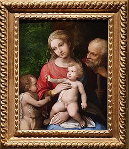 La Sainte Famille avec le petit saint Jean, Le Corrège, vers 1519.