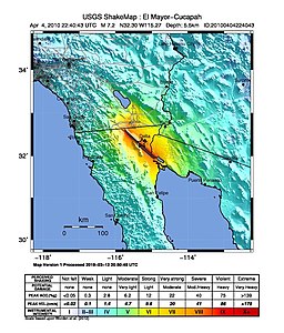 Avril 2010 Intensité du séisme en Basse-Californie USGS.jpg