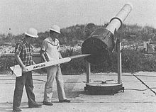 Arcas rocket being loaded into launch tube Arcas.jpg