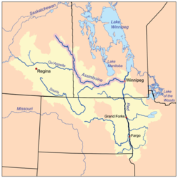 Assiniboine korostettuna kartalla.